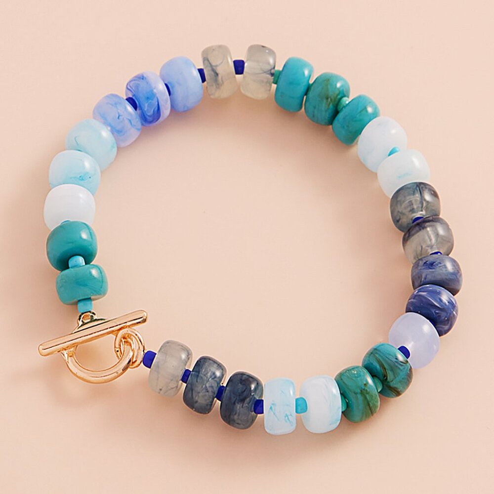 Colorful Beaded Candy Ombre Stretch Bracelet Anthropologie Spring 2025 Line NEW - Picture 3 of 4